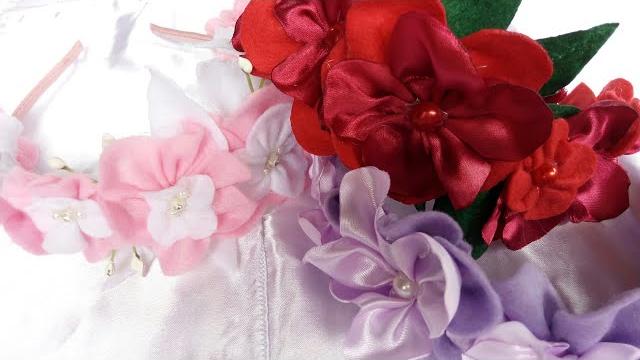 Faça e venda – Tiaras com flores de feltro