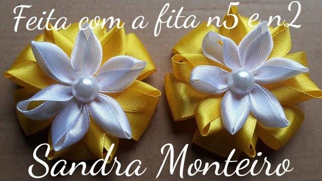 Flor Lisa – Flor de fita de cetim por Sandra Monteiro