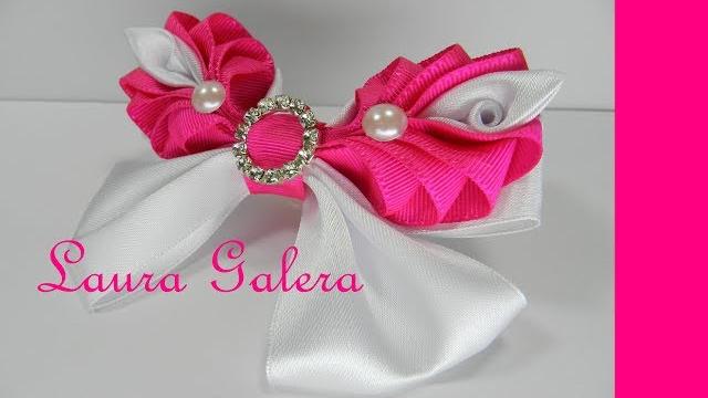 Moño para niña y bebe con rosas Bow for girl and baby with roses