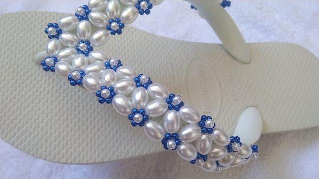 Como Fazer Trama de pérolas – Para Chinelos Decorados