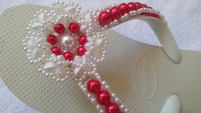 Tutorial de Como Fazer Flor de Pérolas Para Chinelos Decorados