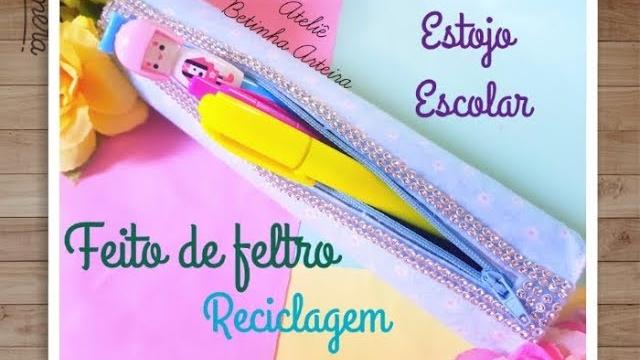 Estojo escolar feito de feltro