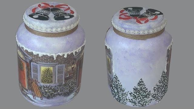 POTE DE VIDRO NATALINO – ARTESANATO EM VIDRO