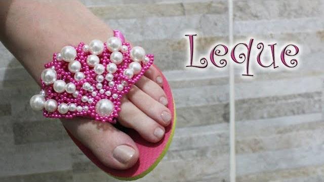 Chinelo decorado: Leque de pérolas