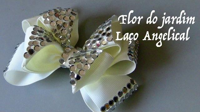 Faça Laço Angelical de fita e latejolas