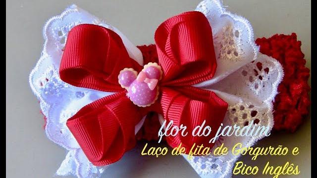 Laço com Bico inglês e fita de gorgurao