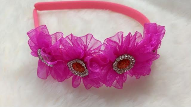 Aprenda Fazer Tiara com flor de Organza
