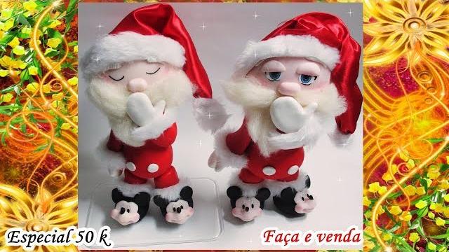 Faça Papai Noel de Pijama e Pantufa de Mickey