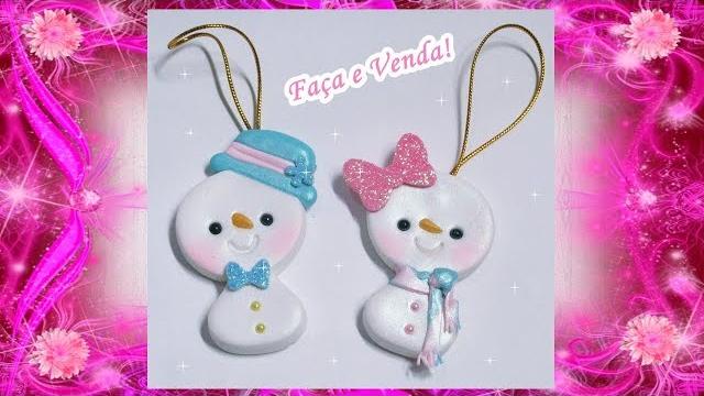 Especial de Natal Pingentes – Bonecos de Neve em Biscuit