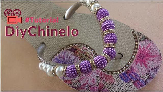 Como Fazer um Lindo Chinelo Decorado – Pérolas Craqueladas e Entremeios