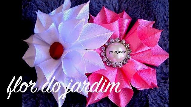 Flor de Fitas de Cetim Passo a Passo -satin ribbon rose