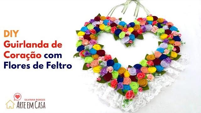 Como Fazer uma Guirlanda de Coração –  Com Base de Papelão