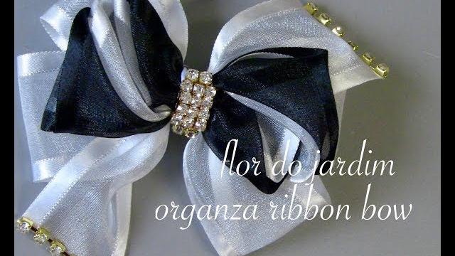 DIY – Laço luxo preto e branco – organza ribbon bow