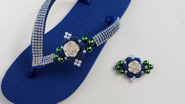 Como Fazer uma Linda Flor Para Chinelo – Usando Pérolas