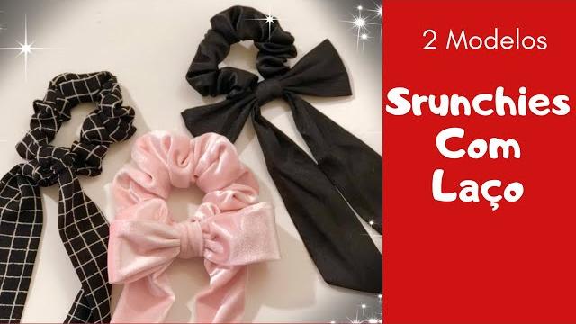 Como fazer 2 tipos de Scrunchies com Laço – Costura Fácil