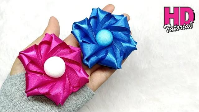 DIY – Flower Elegant – Flor elegante de fitas de cetim