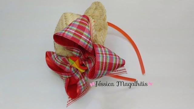 Tiara Junina com Chapeuzinho de Palha