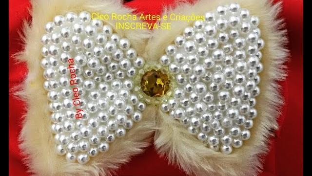 Laço de Pelúcia com Perolas