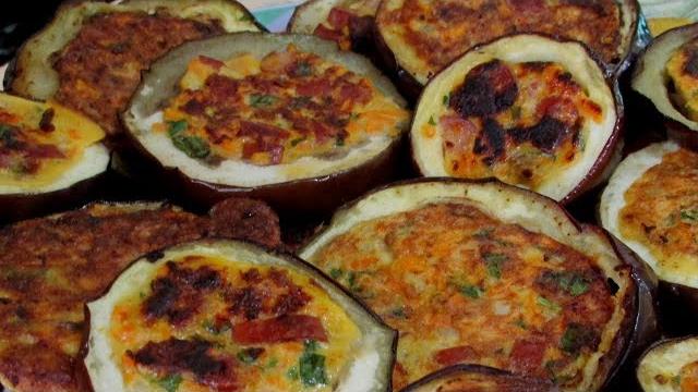BERINJELAS RECHEADAS NÃO VAI AO FORNO E FICAM DELICIOSAS – PARA SERVIR DE LANCHE OU APERITIVOS