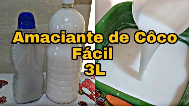AMACIANTE DE COCO CASEIRO fácil feito a frio – DICAS SIMPLES