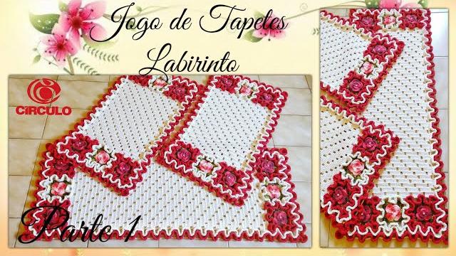 Jogo de Tapetes em Crochê Labirinto