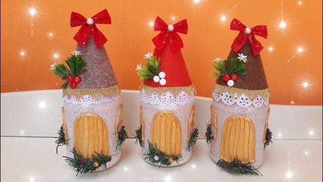 Casinha feita com Vidros Enfeite de Natal