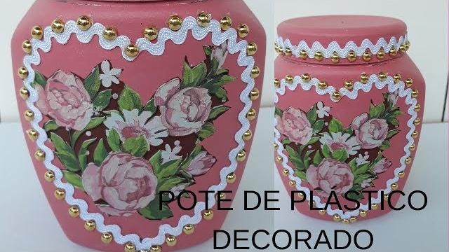 Pote de Plástico Decorado