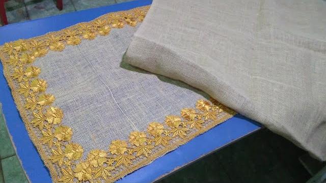 Trilho de Mesa com Juta e Renda Guipir