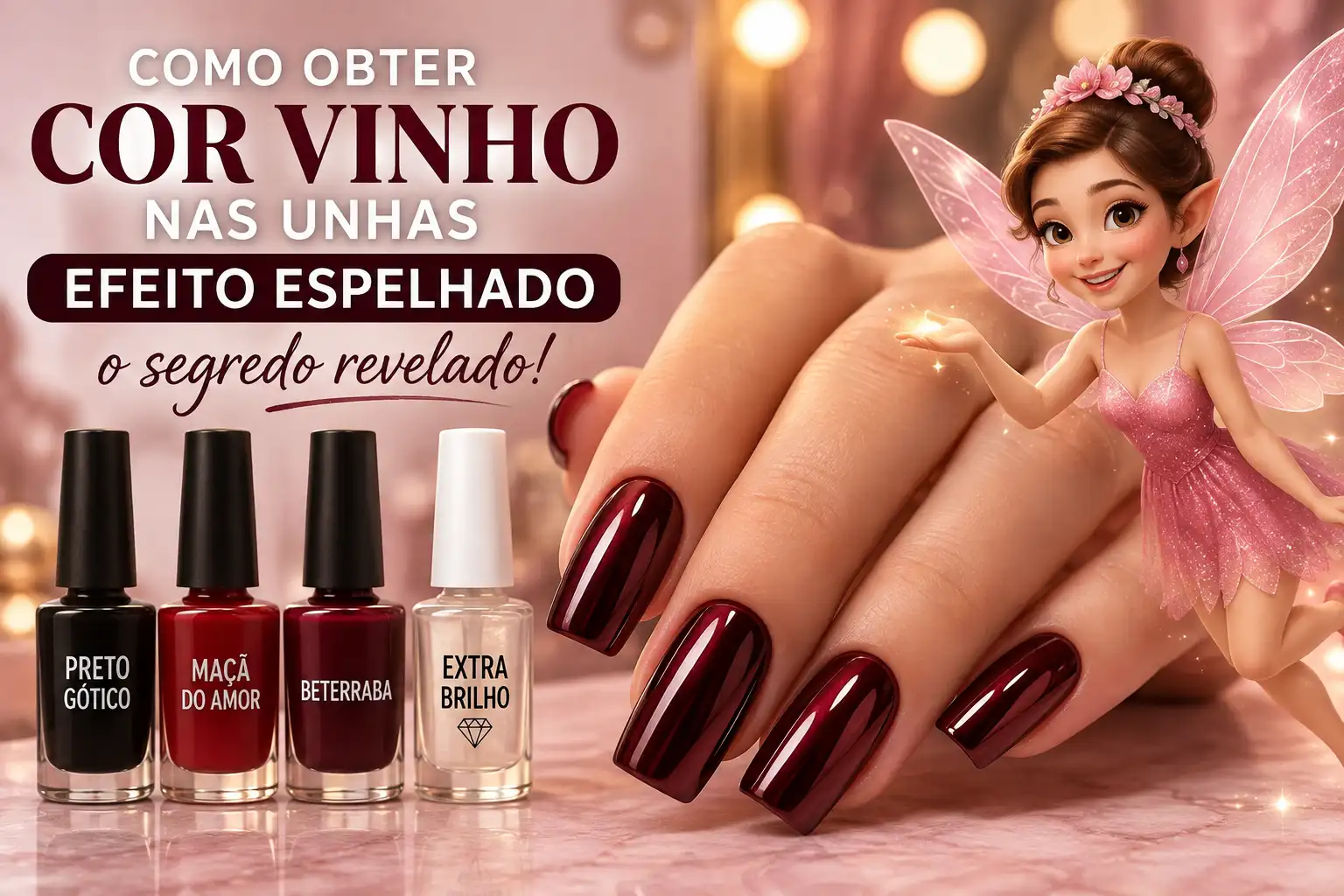 Como Obter a Cor Vinho nas Unhas Esmaltadas (Segredo do Efeito Espelhado)