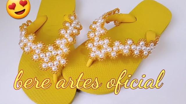 Lindo Chinelo Bordado com Pérolas – Renda Francesa