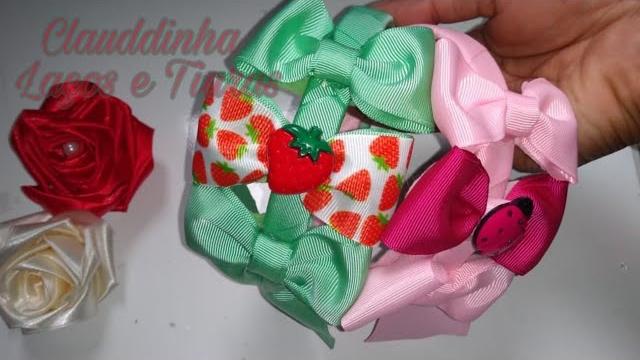 🎀Tiara com Três Laços 🎀 Laço Gravatinha 🌸