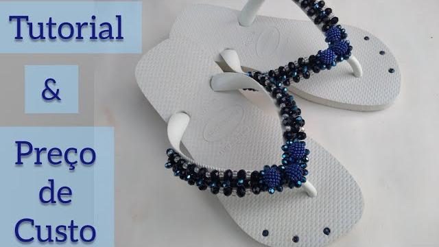 Chinelo de Luxo Decorado com Trama de Cristais