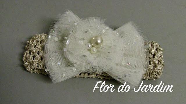 Laço de Tule Estrelado para o Cabelo