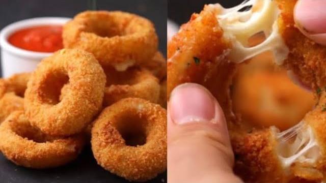 Cebola Empanada  Recheada com Queijo