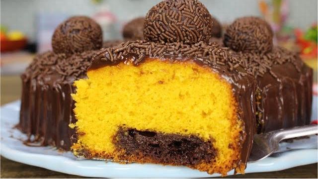Bolo de Cenoura que já Sai Recheado