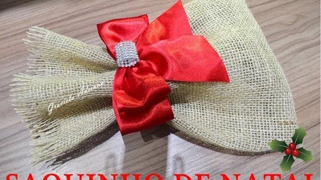 Saquinho de Natal para Presente Faça você Mesma