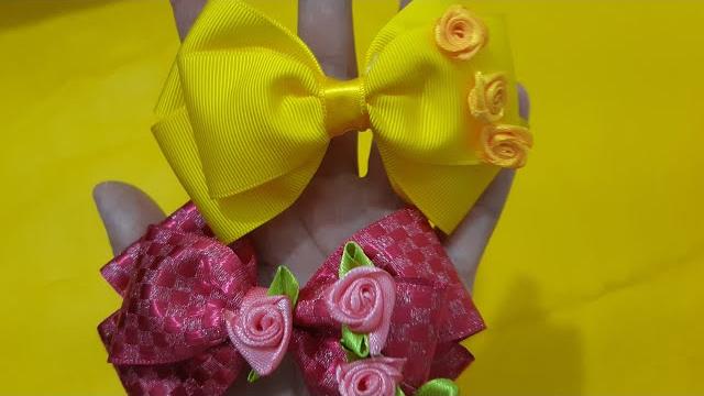 Laço de Fita com Flor Rococó