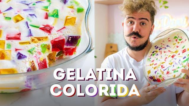 sobremesa de verão de gelatina colorida