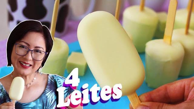 Picolé 4 leite com Casquinha de Chocolate Branco