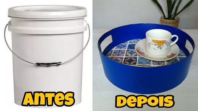 Como Fazer Uma Linda Bandeja Reutilizando um Balde Velho