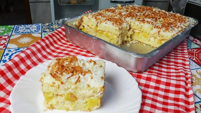 Bolo de Abacaxi Gelado, bem Fácil de Fazer
