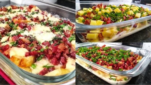 Batata Frita Cremosa Recheada e Gratinada