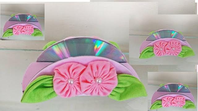 Porta Guardanapos Feito com CD’S e Fuxico – Usando Materiais Reciclados