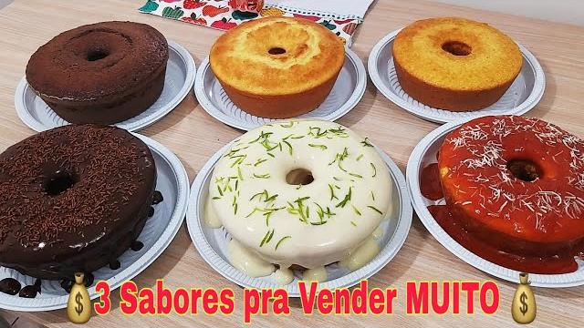 3 Sabores de Bolos Caseiros de Liquidificador com Cobertura, pra Você Vender Muito