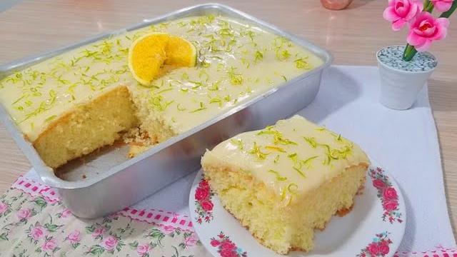 BOLO DE LARANJA FOFINHO COM COBERTURA DE LEITE CONDENSADO