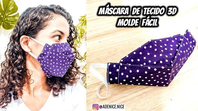 DIY MÁSCARA DE TECIDO 3D – MOLDE FÁCIL