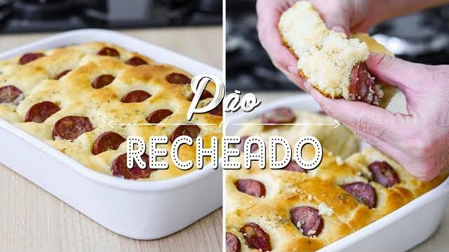 PÃO CASEIRO FOFINHO RECHEADO NA TRAVESSA SEM SOVAR
