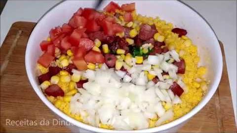 Farofa de Cuscuz com Calabresa – Receita Simples e fácil de fazer