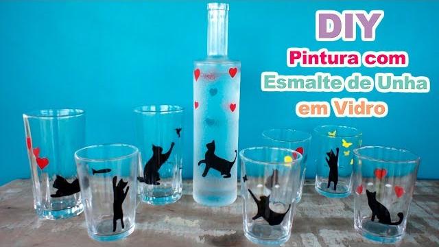 DIY: Pintura Com Esmalte de Unha em Copo de Vidro