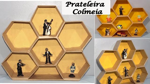 Prateleira Colmeia, Com Nichos Hexagonais de Papelão